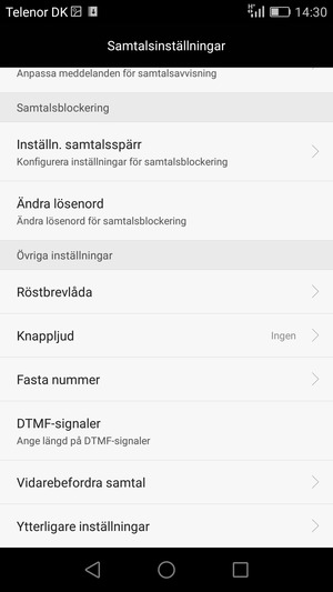Scrolla till och välj Röstbrevlåda