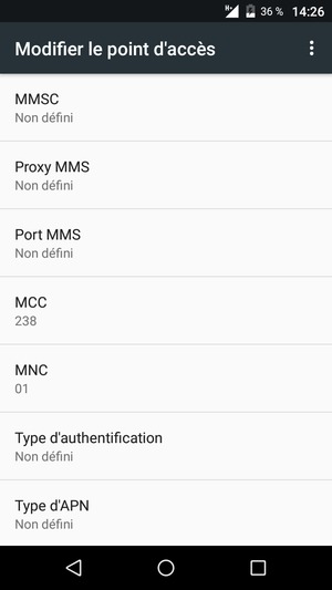 Faites défiler vers le bas et saisissez les informations Internet