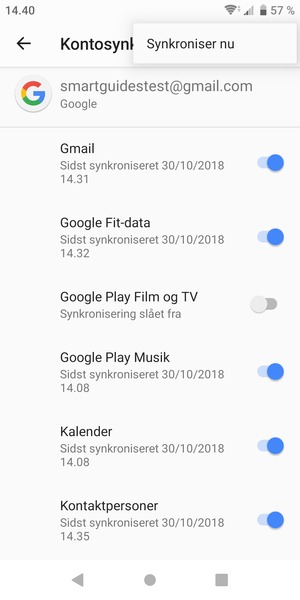 Vælg Synkroniser nu