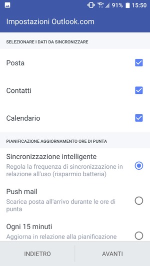 Seleziona AVANTI