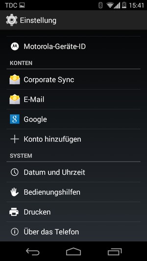Scrollen Sie und wählen Sie Über das Telefon