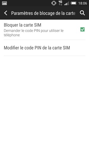 Sélectionnez Modifier le code PIN de la carte SIM