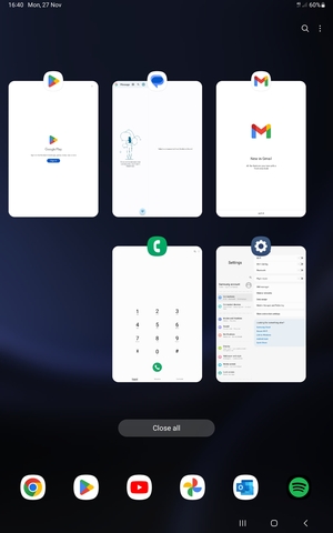 Select Close all to close all running apps