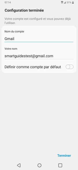 Donnez un nom à votre compte et saisissez votre nom. Sélectionnez Terminer