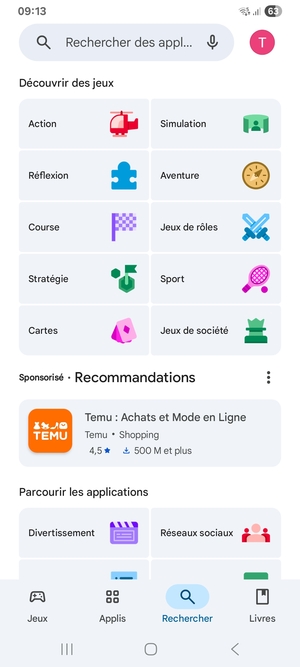 Sélectionnez la barre de Recherche