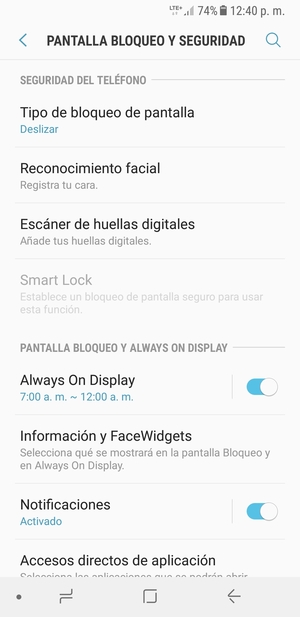 Para activar su bloqueo de pantalla, vaya al menú Pantalla Bloqueo y seguridad y seleccione Tipo de bloqueo de pantalla