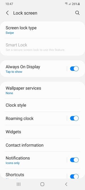 Select Screen lock type