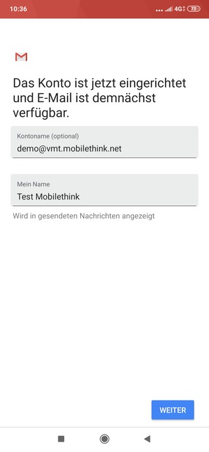 Geben Sie Ihrem Konto einen Namen und geben Sie Ihren Namen ein. Wählen Sie WEITER
