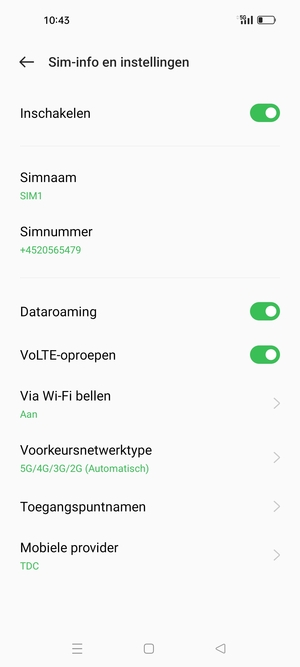 Schakel Dataroaming in of uit