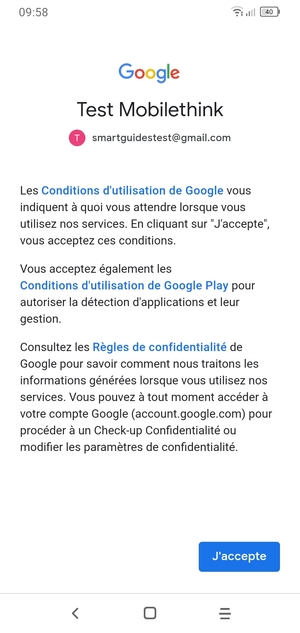 Sélectionnez J'accepte