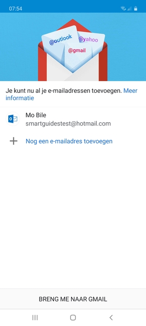 Selecteer BRENG ME NAAR GMAIL