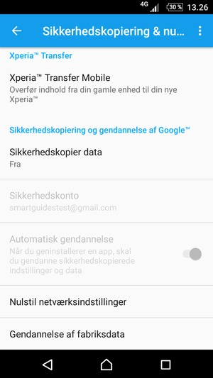 Vælg Sikkerhedskopier data