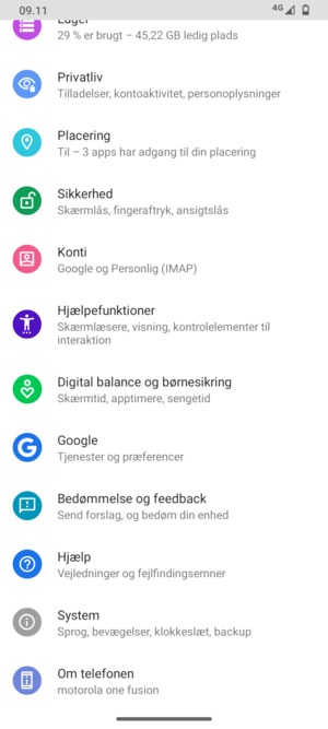 Scroll til og vælg Konti