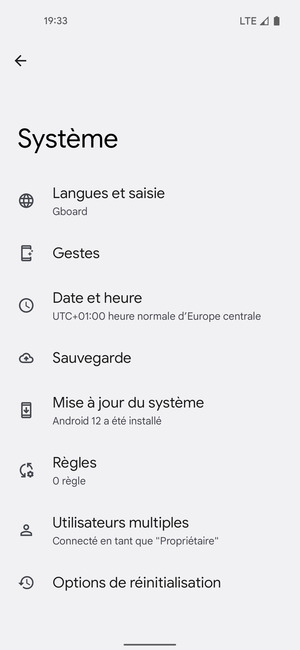 Sélectionnez Sauvegarde