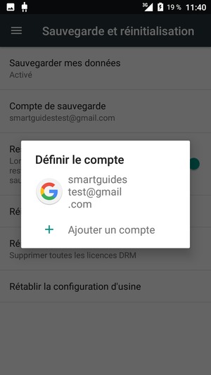 Sélectionnez votre compte de sauvegarde