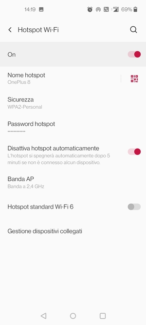 Il telefono è ora pronto per essere usato come modem