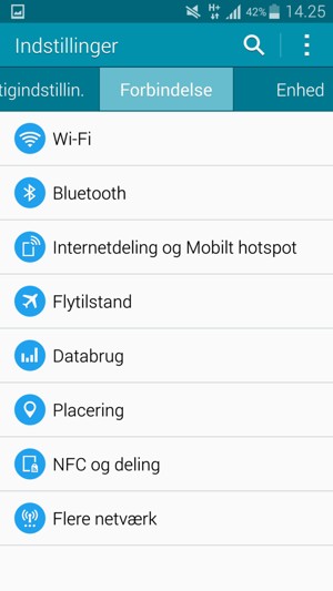 Vælg Forbindelse og Wi-Fi