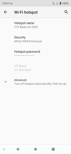 Select Hotspot password