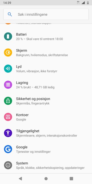 Bla til og velg Sikkerhet og posisjon