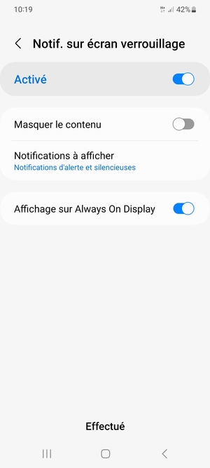 Sélectionnez votre options préférées et sélectionnez Effectué