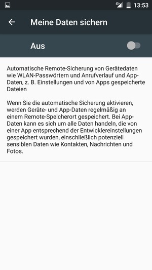 Schalten Sie Meine Daten sichern ein
