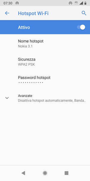 Il telefono è ora pronto per essere usato come modem