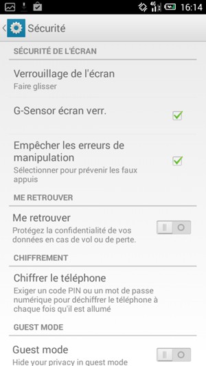 Sélectionnez Verrouillage de l'écran