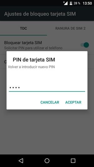 Confirme su nuevo PIN y seleccione ACEPTAR