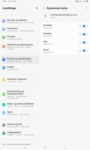 Din informasjon blir synkronisert
