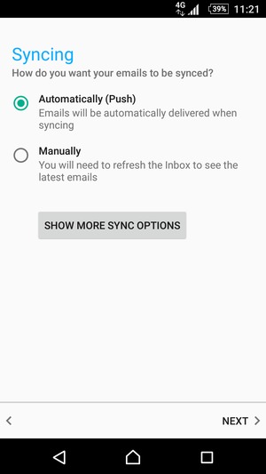 Select your preferred option and select NEXT