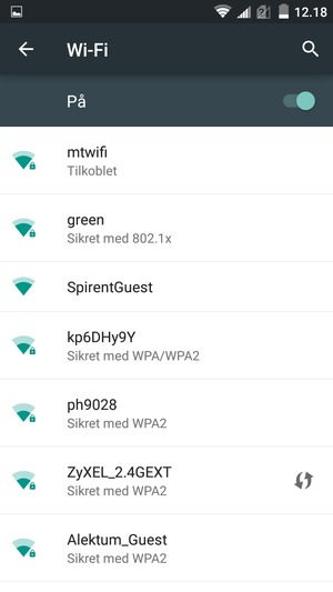Du er nå koblet til Wi-Fi-nettverket