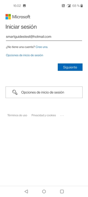 Introduzca su Dirección de correo electrónico y seleccione Siguiente