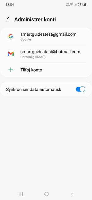 Vælg din Google konto