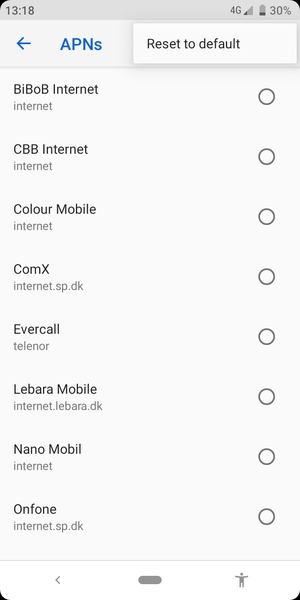 Select Reset to default