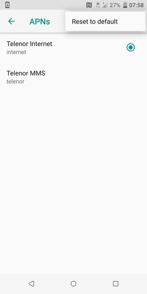 Select Reset to default
