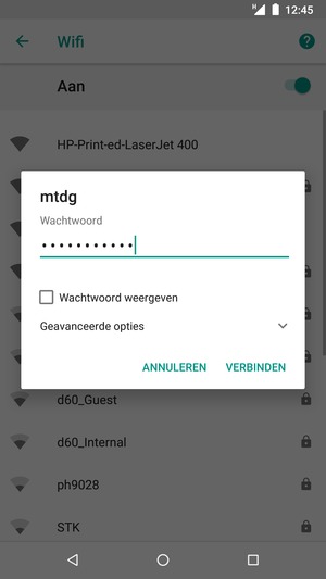 Voer het WiFi-wachtwoord in en selecteer VERBINDEN