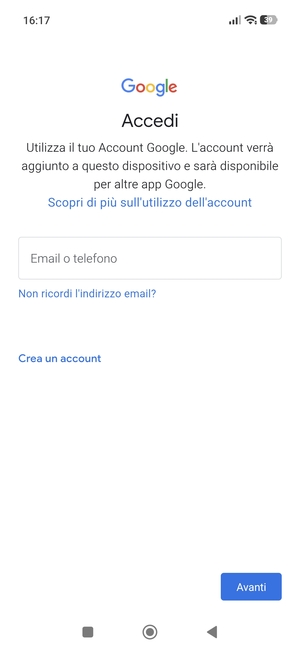 Inserisci il tuo indirizzo Gmail e seleziona Avanti