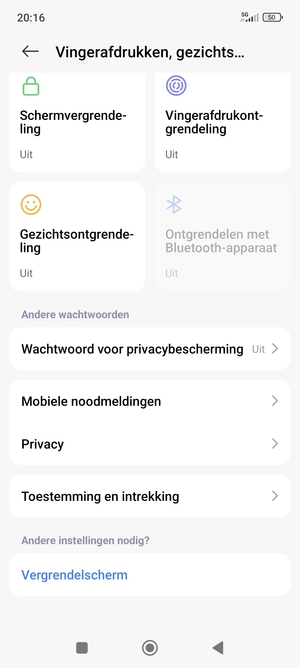 Scroll naar en selecteer Privacy