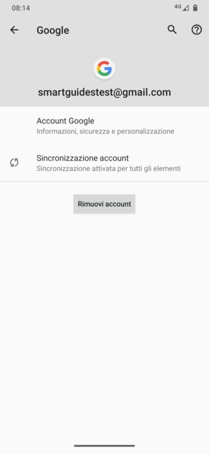 Seleziona Sincronizzazione account