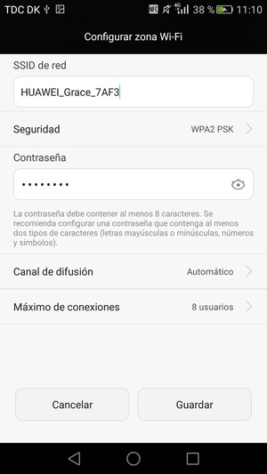 Introduzca una contraseña de al menos 8 caracteres y seleccione Guardar