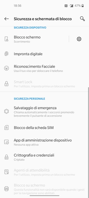 Seleziona Blocco della scheda SIM