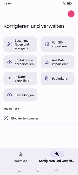 Wählen Sie Von SIM importieren