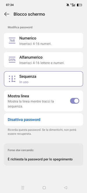 Il tuo telefono è ora protetto dal blocco schermo