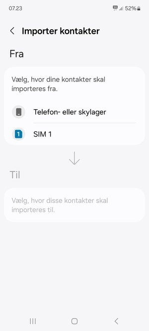 Vælg SIM 1 eller SIM 2