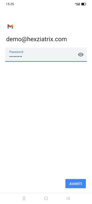 Inserisci la tua password e seleziona AVANTI
