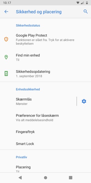 Din telefon er nu sikret med en skærmlås.