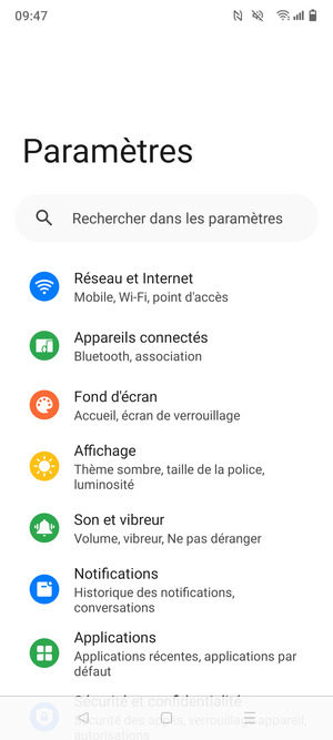 Sélectionnez Réseau et Internet