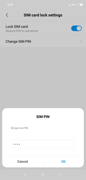 Confirm your new SIM PIN and select OK