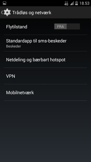 Vælg Netdeling og bærbart hotspot