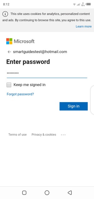 Enter your password and select Sign in